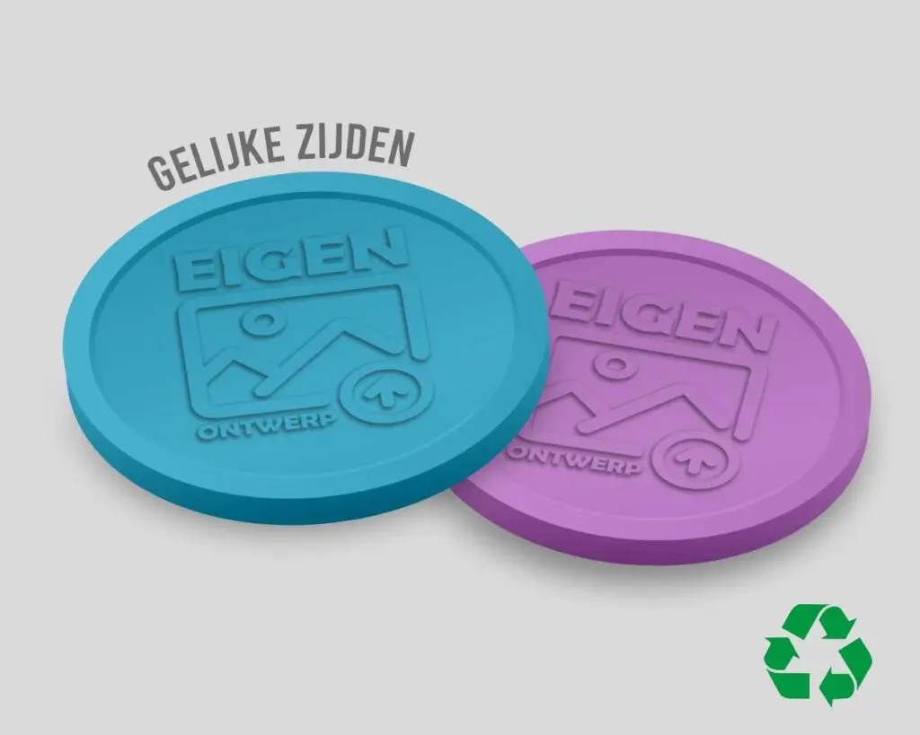 Eco Relief Consumptiemunten Gelijke zijde 29mm | Eigen Ontwerp