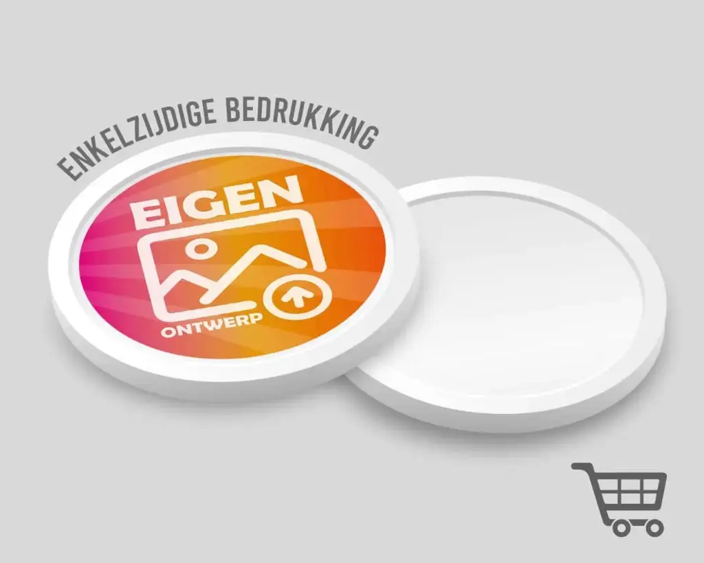50 Cent Winkelwagenmunt 24mm | Eigen Ontwerp | Enkelzijdig Bedrukt
