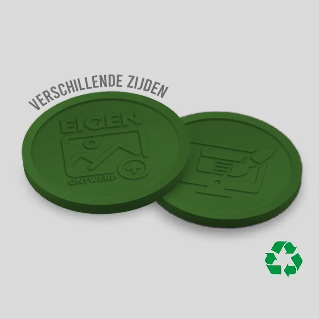 Eco Relief Consumptiemunten Verschillende zijde 29mm | Eigen Upload