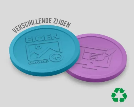 Eco Relief Consumptiemunten Verschillende zijde 29mm | Eigen Upload