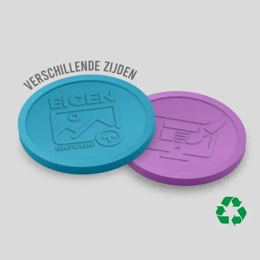 Eco Relief Consumptiemunten Verschillende zijde 29mm | Eigen Upload