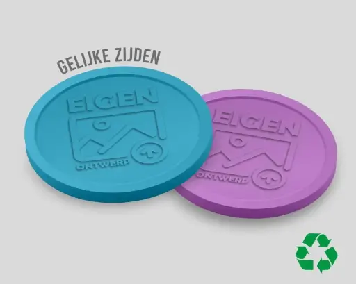 Eco Relief Consumptiemunten Gelijke zijde 29mm | Eigen Ontwerp